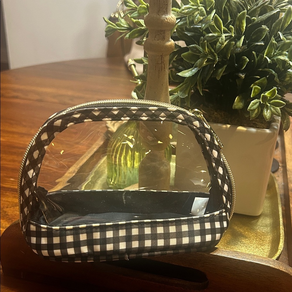 Scunci Black and White Checkered Cosmetic Bag